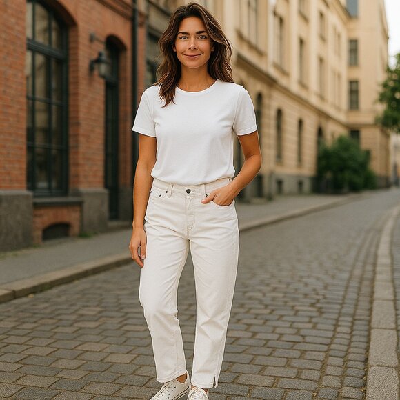 DG2 Diane Gilman Classic Stretch Straight Leg white jeans 10P NWT HSN Ankle Jean - Picture 1 of 5